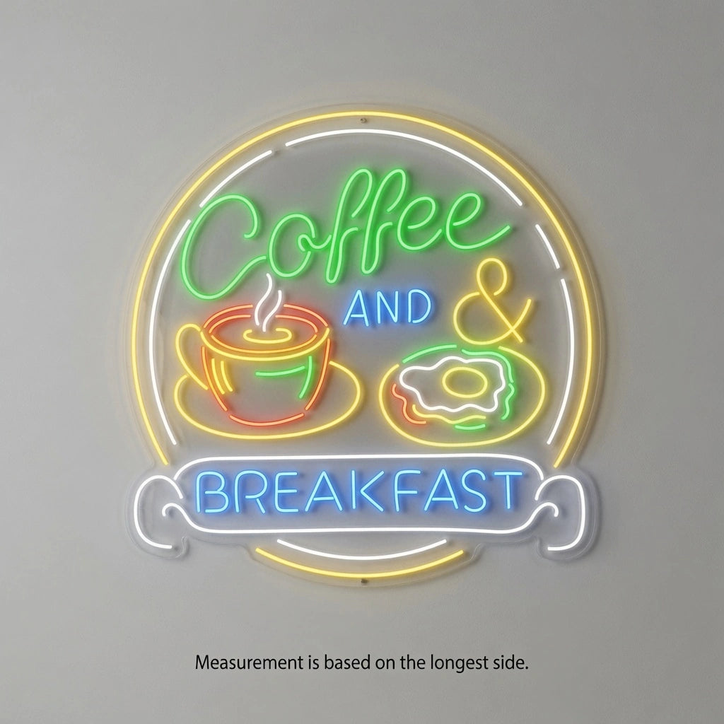 Coffee And Breakfast Wall Decor LED Neon Sign - 04 Size Image