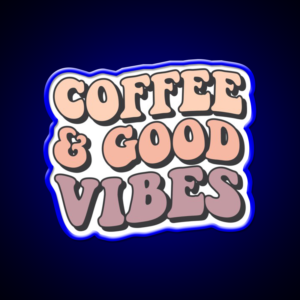 Coffee And Good Vibes Cafe Led Neon Sign Espresso Bar Art Rgb Color