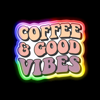 Coffee And Good Vibes Cafe Led Neon Sign Espresso Bar Art Rgb Color