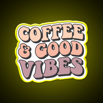 Coffee And Good Vibes Cafe Led Neon Sign Espresso Bar Art Rgb Color