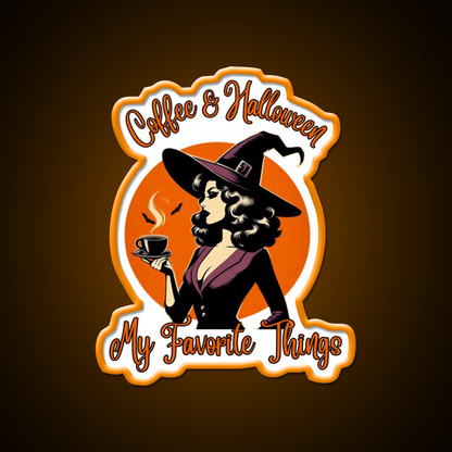 Coffee And Halloween My Favorite Things Led Neon Sign Espresso Bar Art Rgb Color