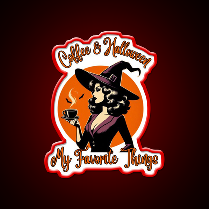 Coffee And Halloween My Favorite Things Led Neon Sign Espresso Bar Art Rgb Color