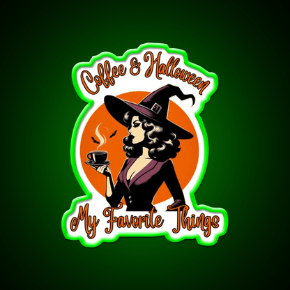 Coffee And Halloween My Favorite Things Led Neon Sign Espresso Bar Art Rgb Color - Shineneon