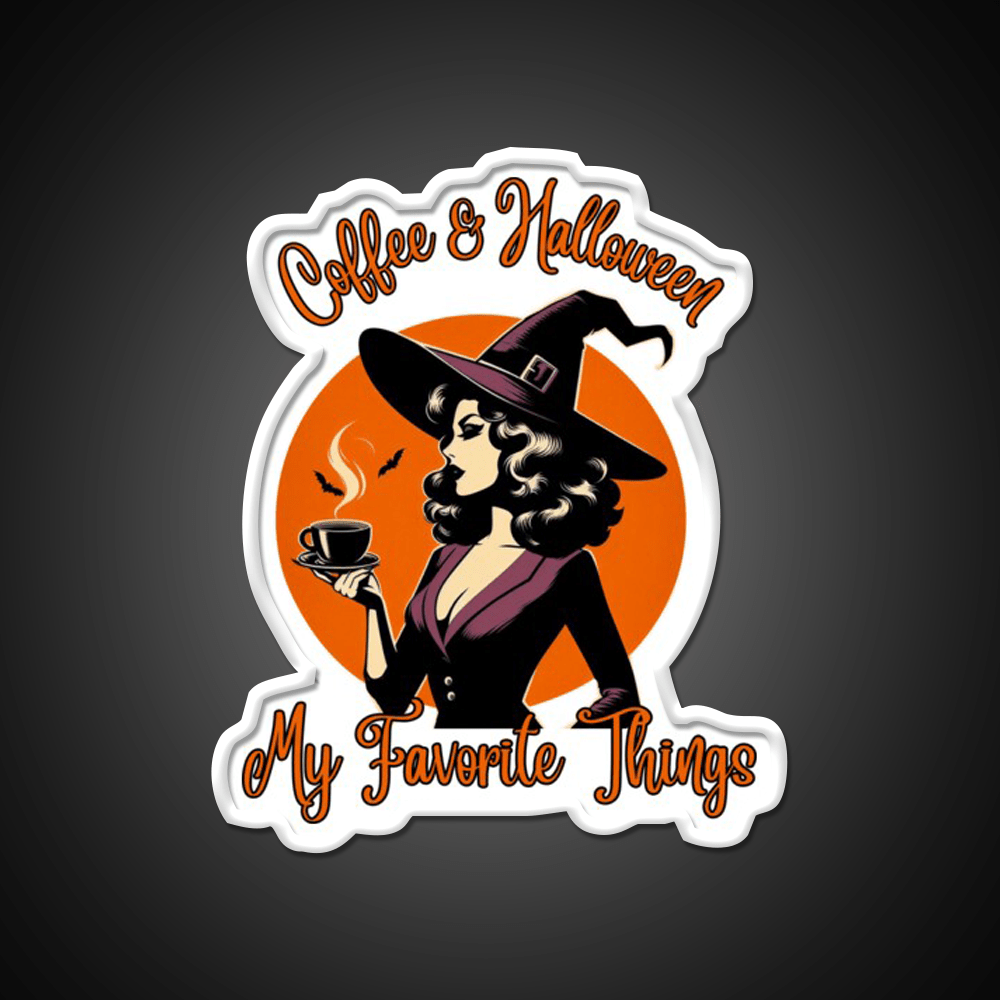 Coffee And Halloween My Favorite Things Led Neon Sign Espresso Bar Art Rgb Color - Shineneon