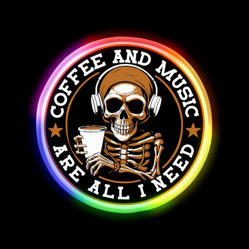 Coffee And Music Are All I Need Cafe Led Neon Sign Espresso Bar Art Rgb Color