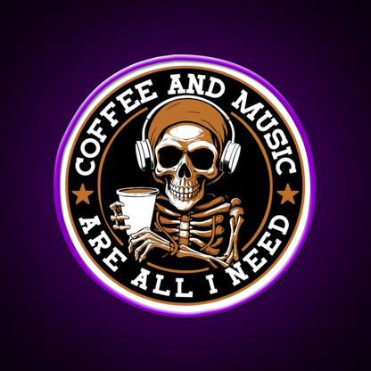 Coffee And Music Are All I Need Cafe Led Neon Sign Espresso Bar Art Rgb Color