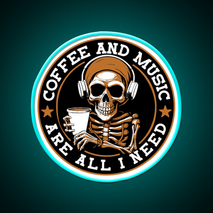 Coffee And Music Are All I Need Cafe Led Neon Sign Espresso Bar Art Rgb Color - Shineneon