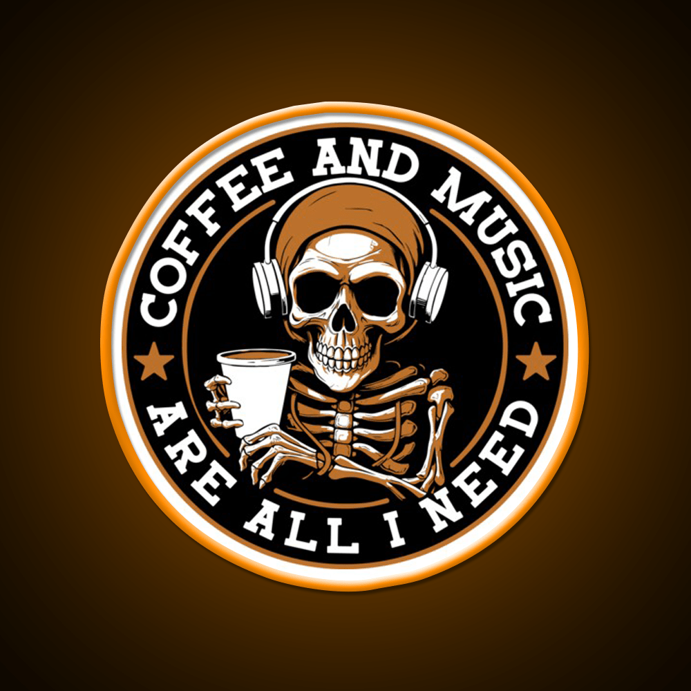 Coffee And Music Are All I Need Cafe Led Neon Sign Espresso Bar Art Rgb Color - Shineneon