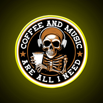 Coffee And Music Are All I Need Cafe Led Neon Sign Espresso Bar Art Rgb Color