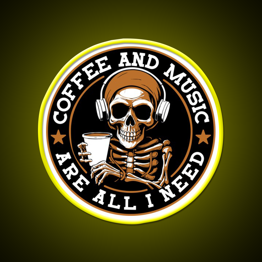 Coffee And Music Are All I Need Cafe Led Neon Sign Espresso Bar Art Rgb Color