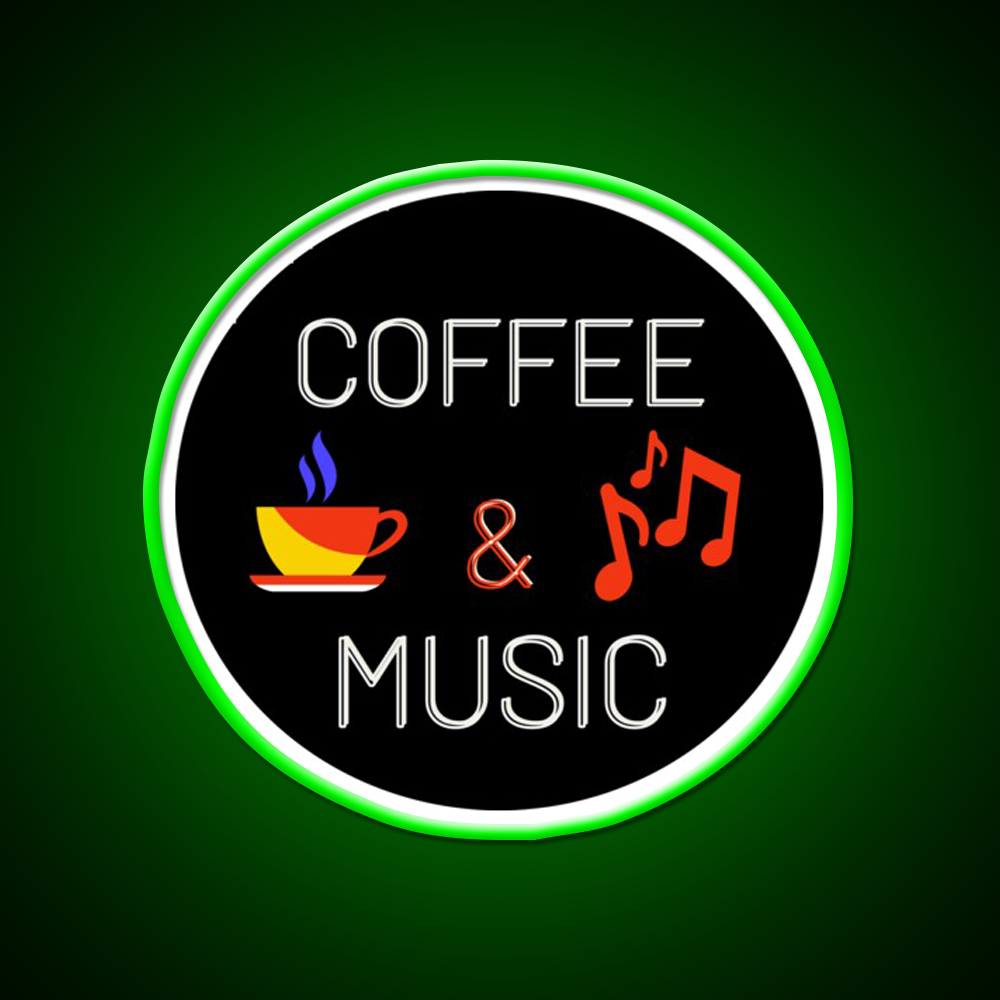 Coffee And Music Colourful Cafe Led Neon Sign Espresso Bar Arts Rgb Color