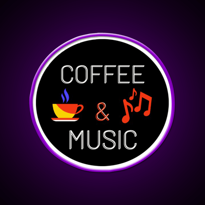 Coffee And Music Colourful Cafe Led Neon Sign Espresso Bar Arts Rgb Color - Shineneon