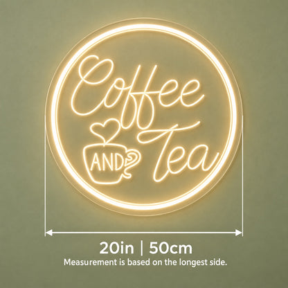Coffee And Tea LED Neon Sign - size guide
