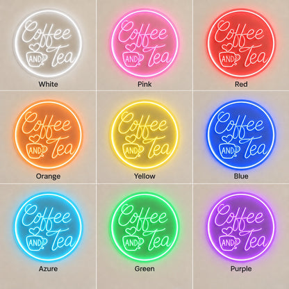 Coffee And Tea LED Neon Sign - nine-color grid