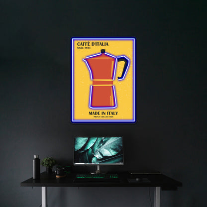 Coffee Art Moka Pot Bar Kitchen Decor Wall Artwork Neon Signs