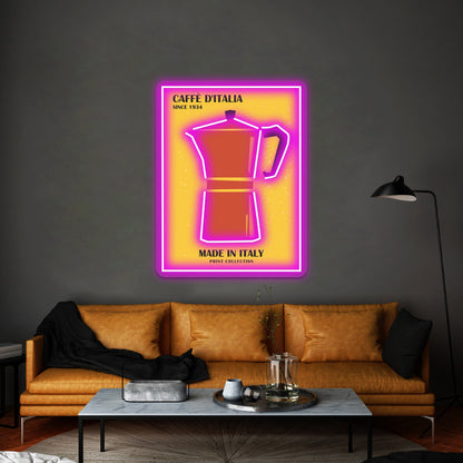 Coffee Art Moka Pot Bar Kitchen Decor Wall Artwork Neon Signs