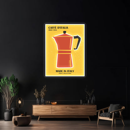 Coffee Art Moka Pot Bar Kitchen Decor Wall Artwork Neon Signs