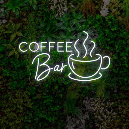 Coffee Bar Blue White Led Neon Sign With Coffee Cup For Cafe Shop Decor | Shineneon