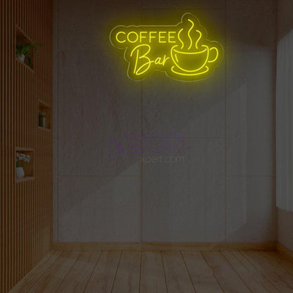 Coffee Bar Blue White Led Neon Sign With Coffee Cup For Cafe Shop Decor | Shineneon
