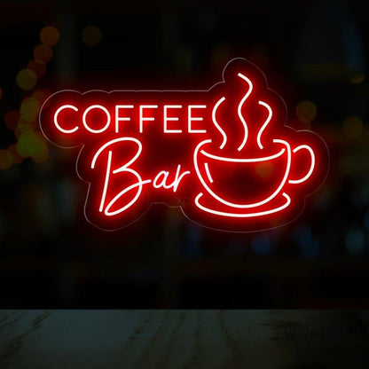 Coffee Bar Blue White Led Neon Sign With Coffee Cup For Cafe Shop Decor | Shineneon