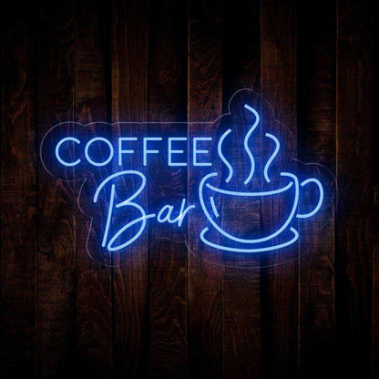 Coffee Bar Blue White Led Neon Sign With Coffee Cup For Cafe Shop Decor | Shineneon