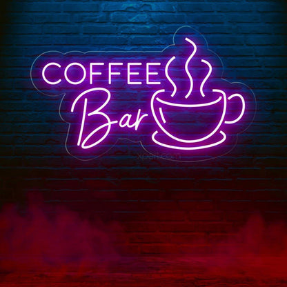 Coffee Bar Blue White Led Neon Sign With Coffee Cup For Cafe Shop Decor | Shineneon