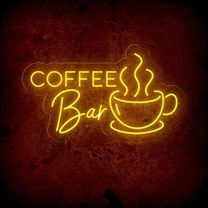 Coffee Bar Blue White Led Neon Sign With Coffee Cup For Cafe Shop Decor | Shineneon