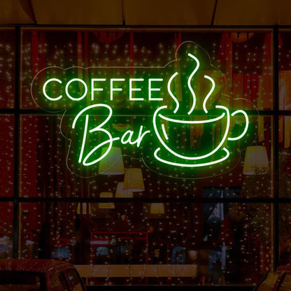 Coffee Bar Blue White Led Neon Sign With Coffee Cup For Cafe Shop Decor | Shineneon