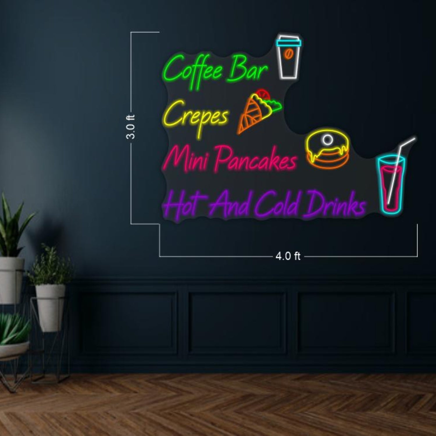 Coffee Bar Crepes Mini Pancakes Drinks Led Neon Sign For Cafe Dessert Shop Decor | Shineneon