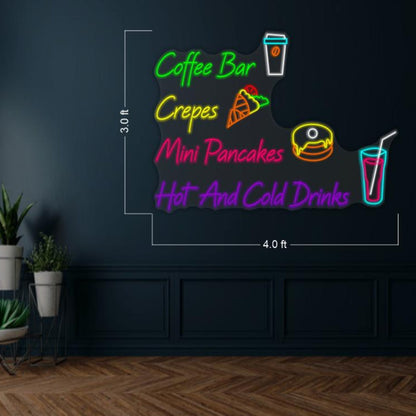 Coffee Bar Crepes Mini Pancakes Drinks Led Neon Sign For Cafe Dessert Shop Decor | Shineneon