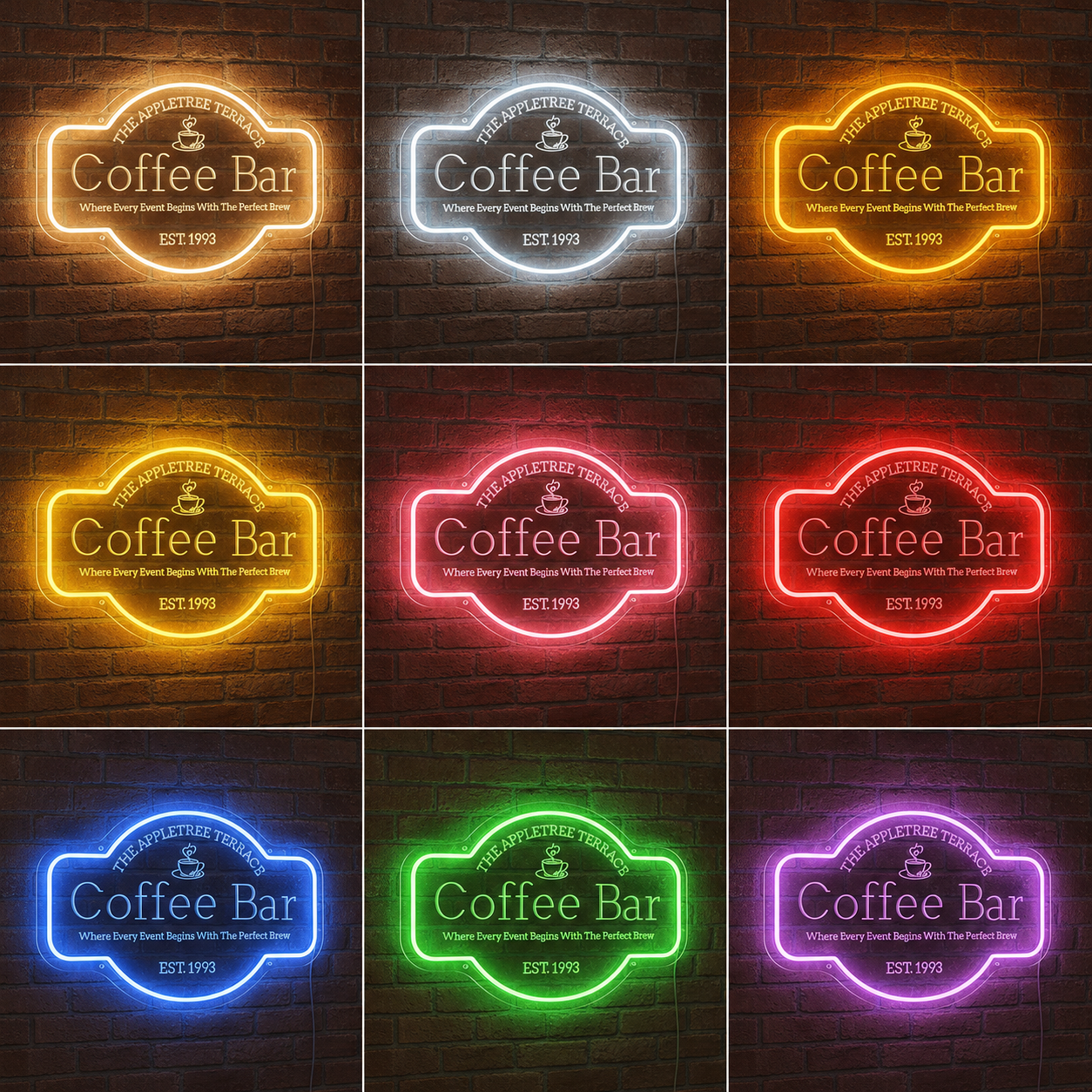 Coffee Bar LED Neon Sign - 05 Color Grid
