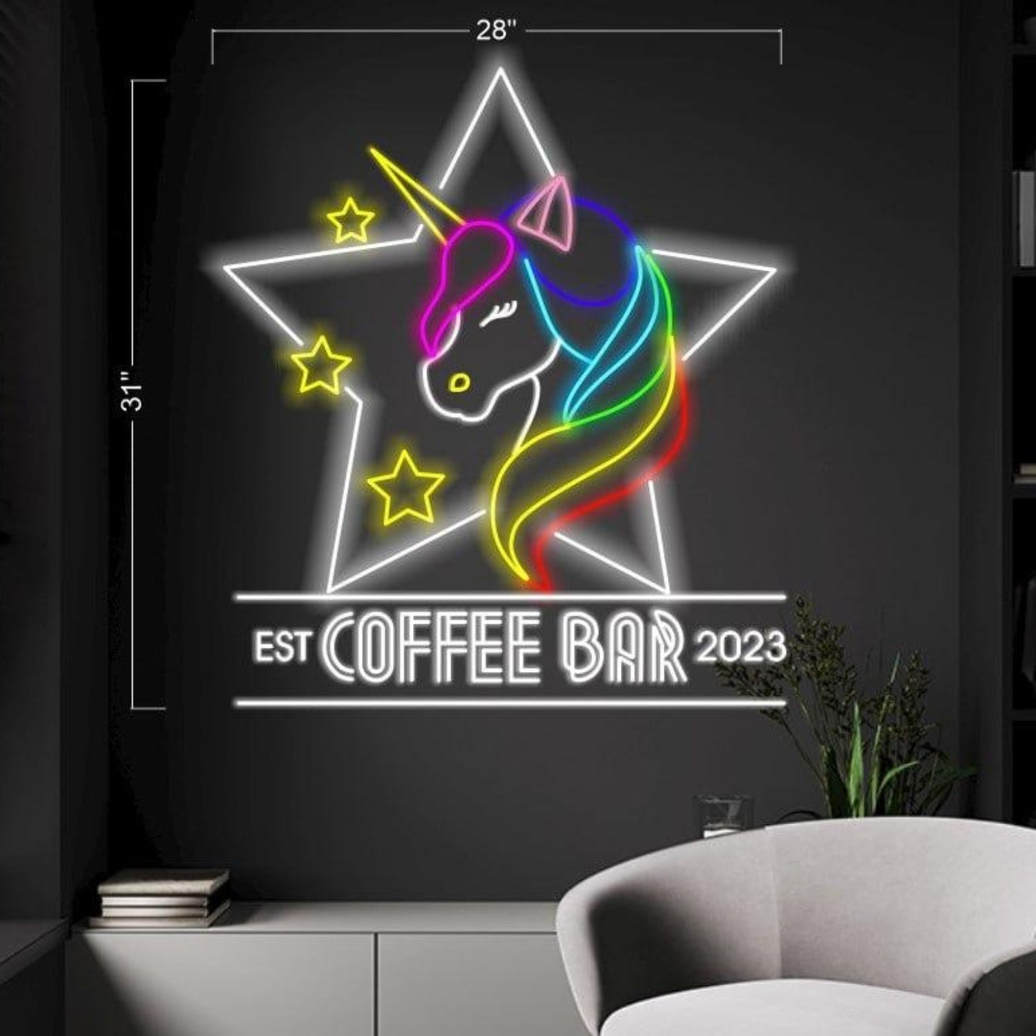 Coffee Bar Multicolor Unicorn Stars Led Neon Sign For Cafe Home Decor | Shineneon