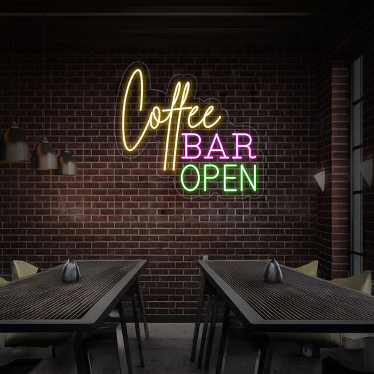 Coffee Bar Open Led Neon Sign For Coffee Shop