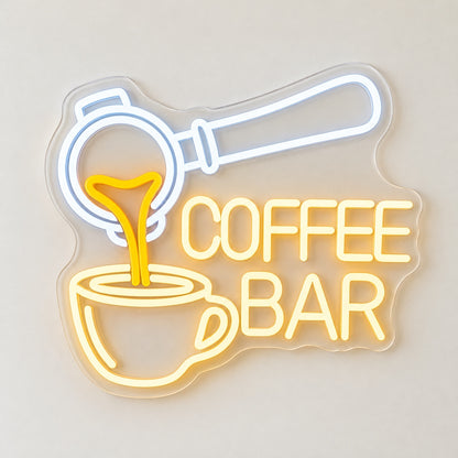 Coffee Bar Pouring Cup LED Neon Sign - natural light view