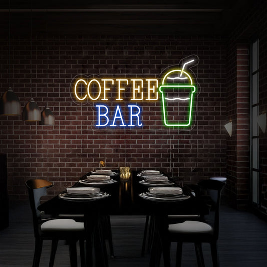 Coffee Bar With Coffee Cup Led Neon Sign For Coffee Shop