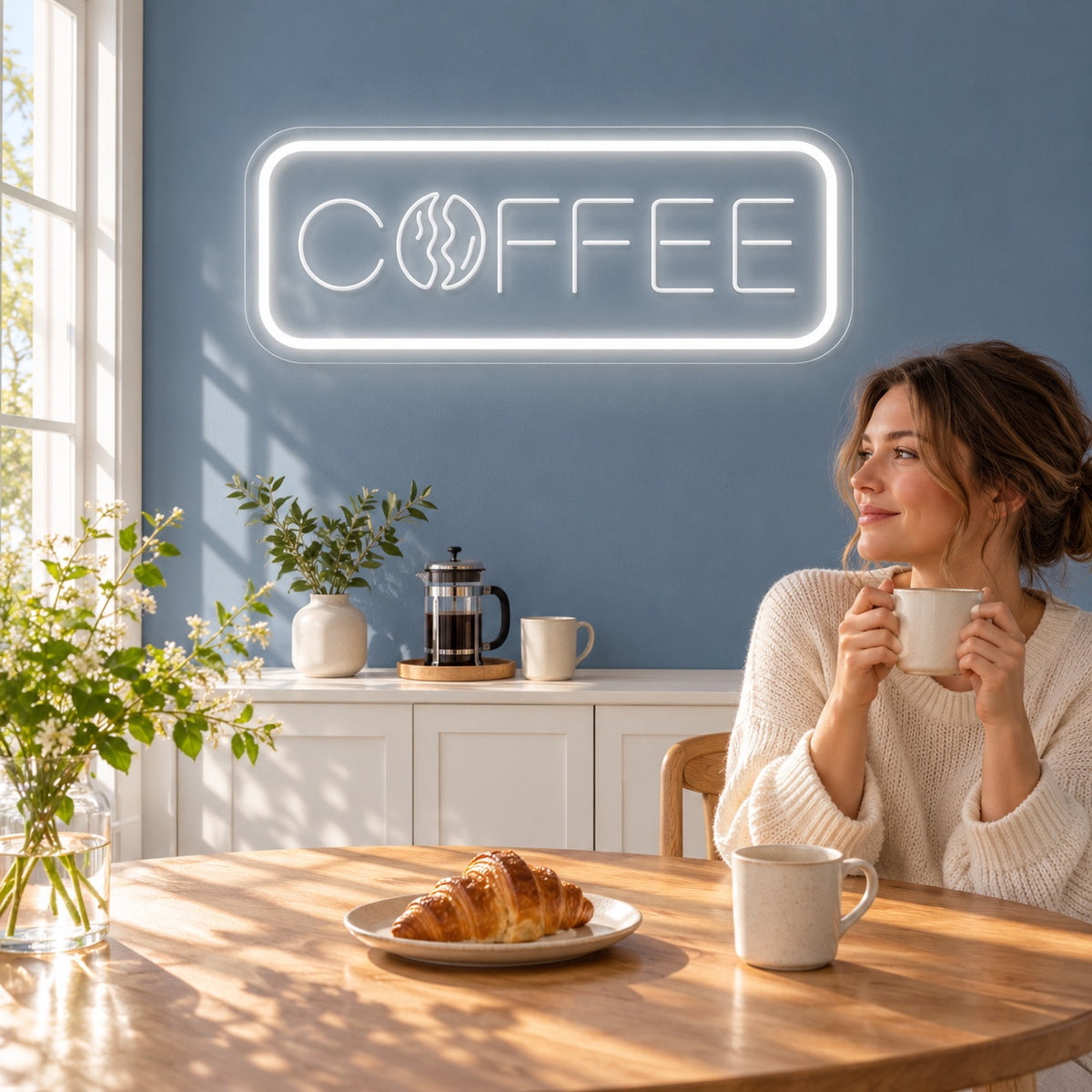 Coffee Bean Rounded Frame LED Neon Sign - lifestyle view