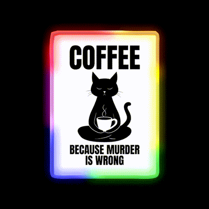 Coffee Because Murder Is Wrong Cafe Cat Lover Man Cave Bar Led Neon Sign Rgb Color