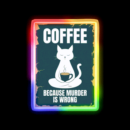 Coffee Because Murder Is Wrong Man Cave Bar Led Neon Sign Rgb Color