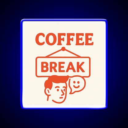 Coffee Break Retro Sign Illustration Cafe Led Neon Sign Espresso Bar Art Rgb Color