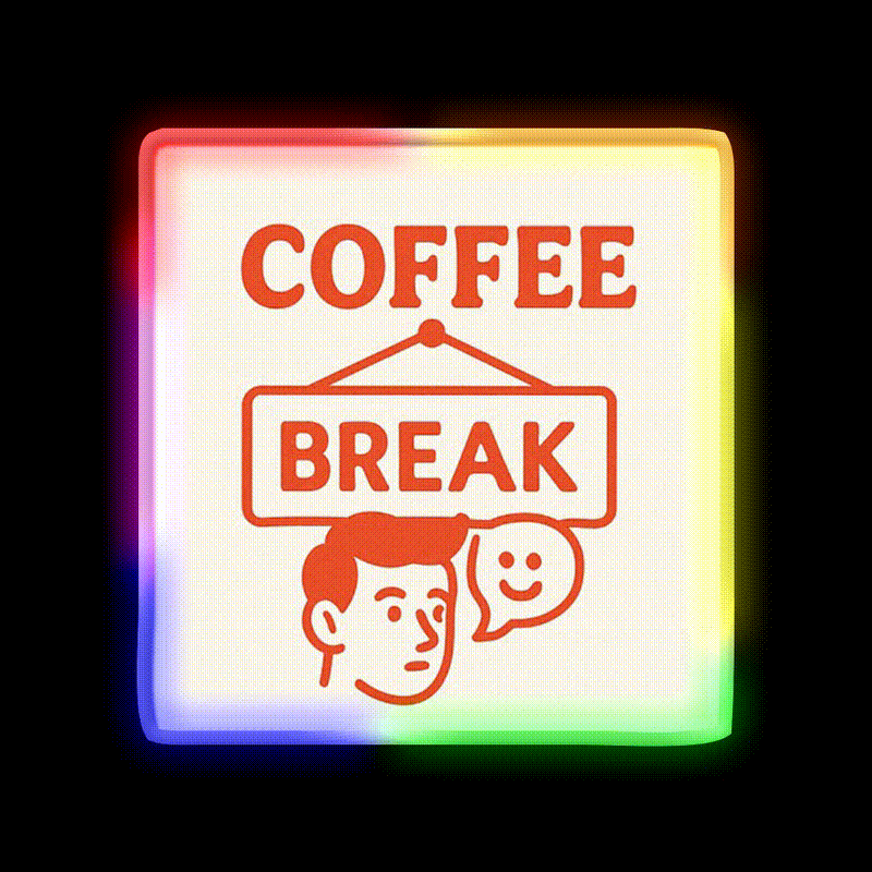 Coffee Break Retro Sign Illustration Cafe Led Neon Sign Espresso Bar Art Rgb Color