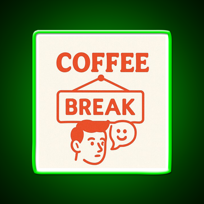 Coffee Break Retro Sign Illustration Cafe Led Neon Sign Espresso Bar Art Rgb Color