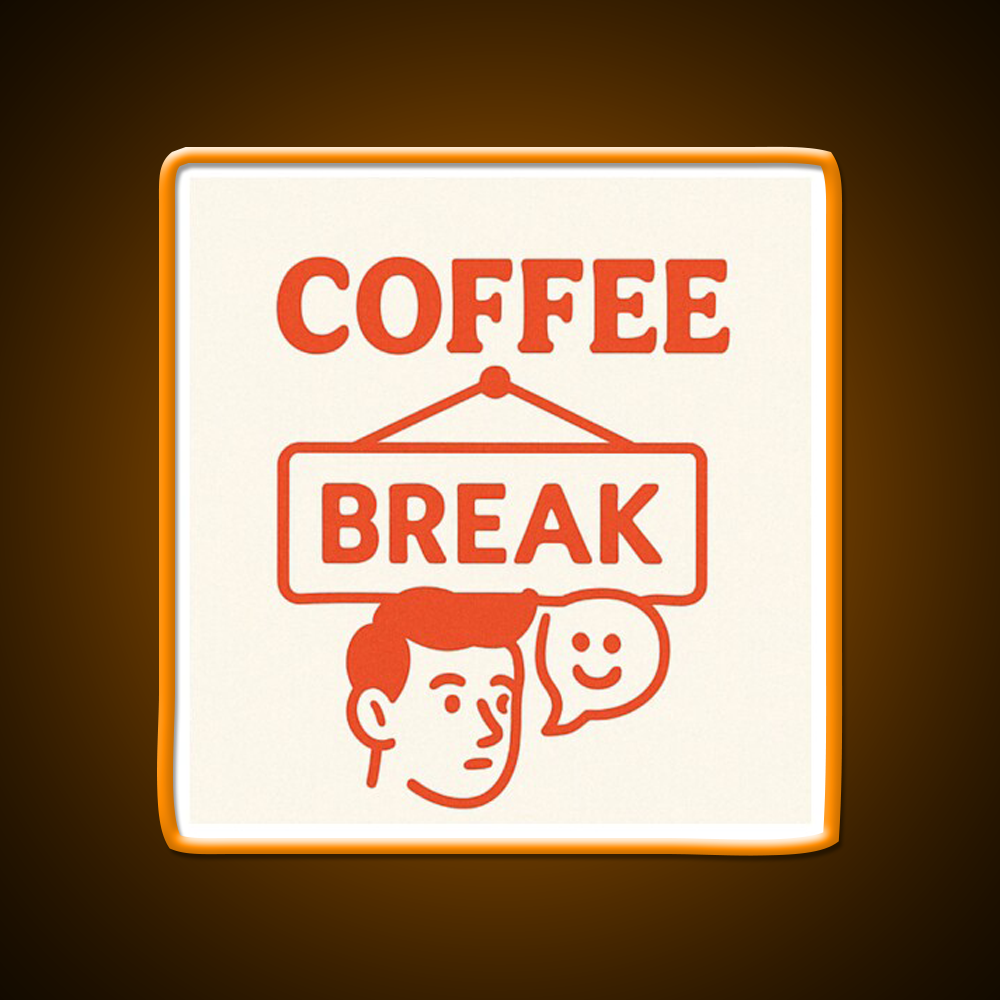 Coffee Break Retro Sign Illustration Cafe Led Neon Sign Espresso Bar Art Rgb Color