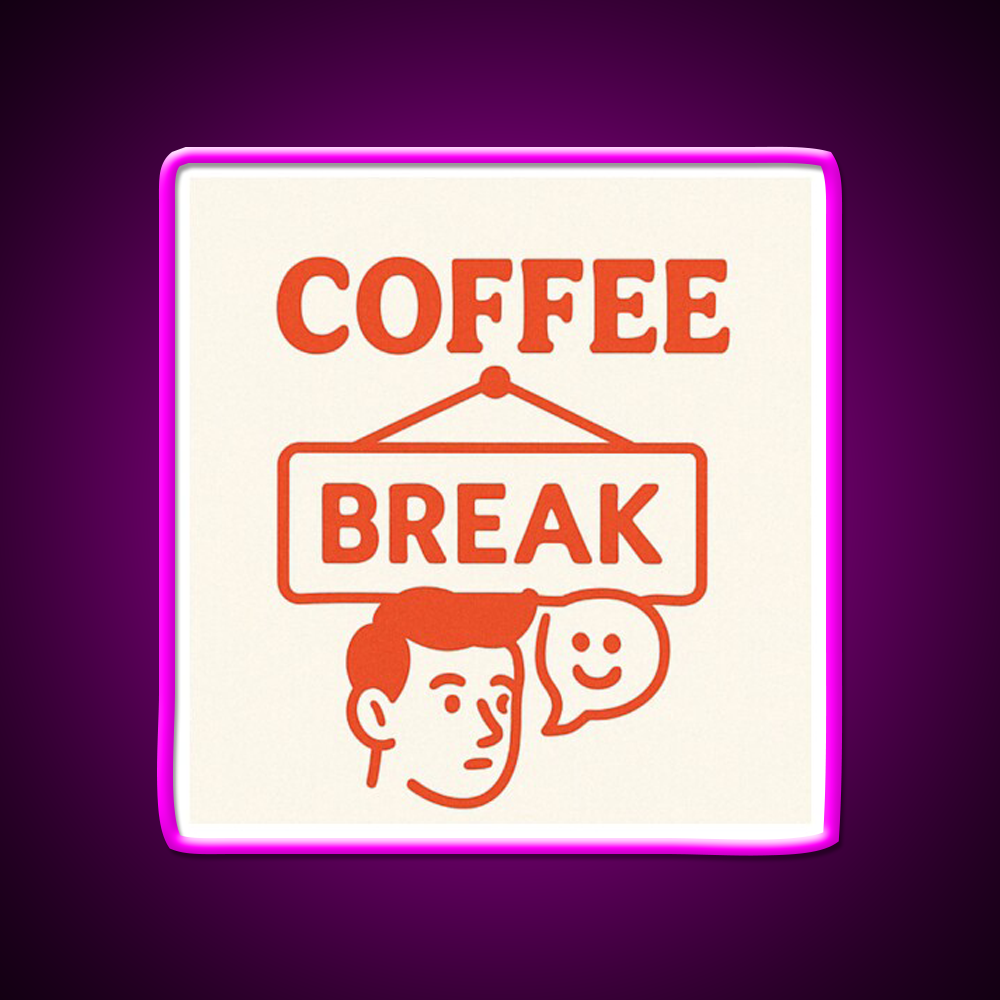 Coffee Break Retro Sign Illustration Cafe Led Neon Sign Espresso Bar Art Rgb Color