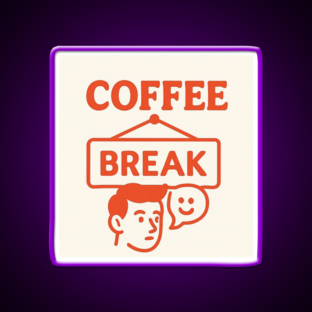 Coffee Break Retro Sign Illustration Cafe Led Neon Sign Espresso Bar Art Rgb Color