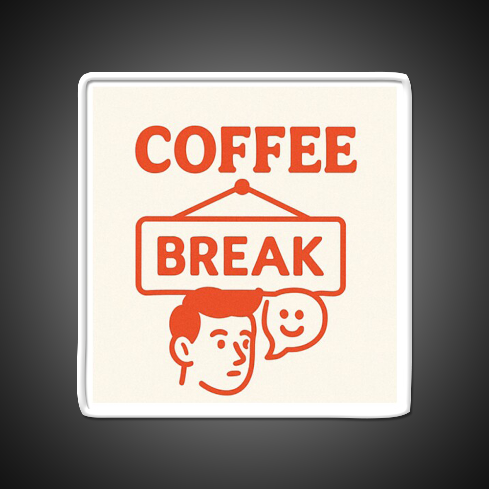 Coffee Break Retro Sign Illustration Cafe Led Neon Sign Espresso Bar Art Rgb Color