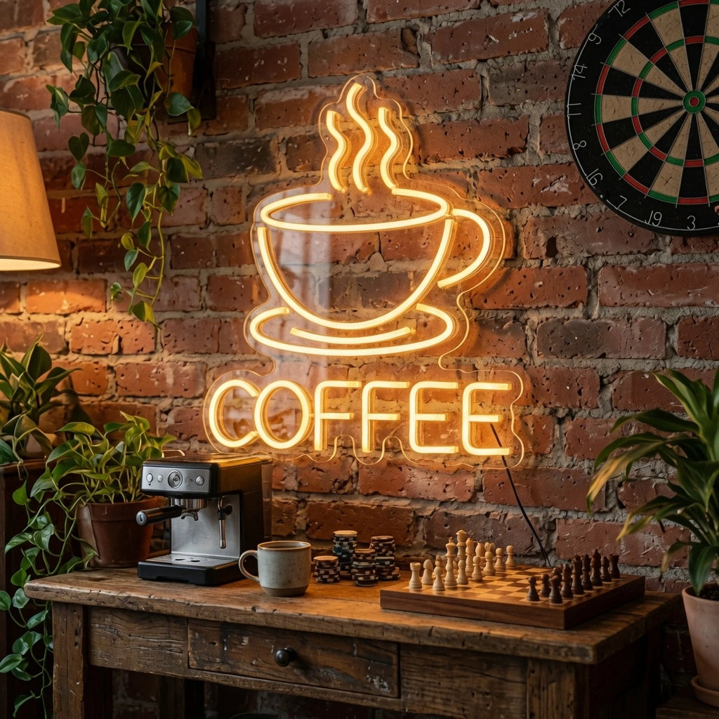 Coffee Business Room Art LED Neon Sign - 03 Real Lifestyle Scene
