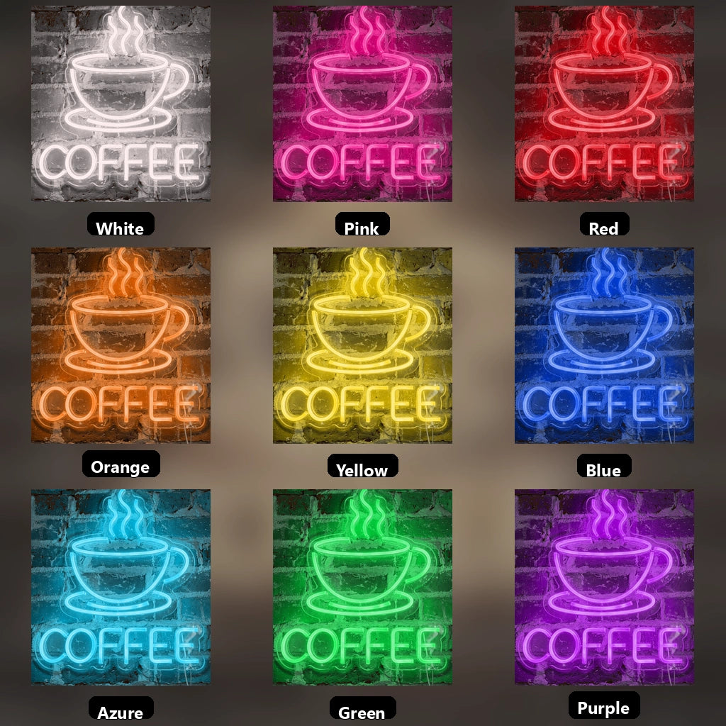 Coffee Business Room Art LED Neon Sign - 05 Color Grid