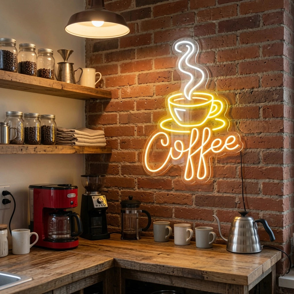 Coffee Cafe Interior Decor LED Neon Sign - 03 Real Lifestyle Scene