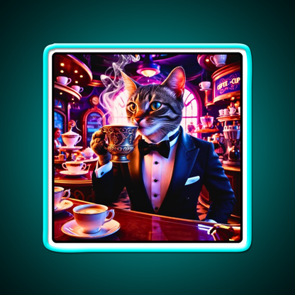 Coffee Cat Vibes Cafe Led Neon Sign Espresso Bar Art Rgb Color