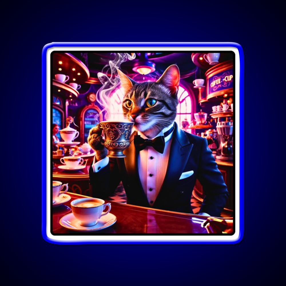 Coffee Cat Vibes Cafe Led Neon Sign Espresso Bar Art Rgb Color